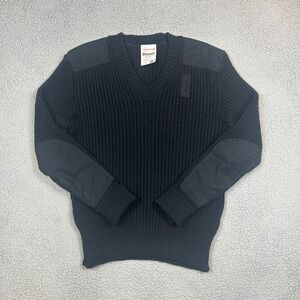 Vintage Blauer Commando Sweater Gore Wind Stopper 100% Wool Mens XL Black